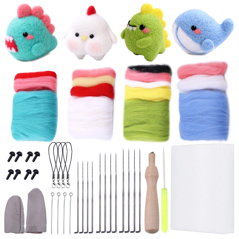 LOKUNN Needle Felting Starter Kit, Complete Needle Felting Tools, Needle Felting Kit with Felting Needles, Instructions, Felting Foam Mat, and Other Tools, for Adults Beginner Supplies DIY Crafts - Image 1